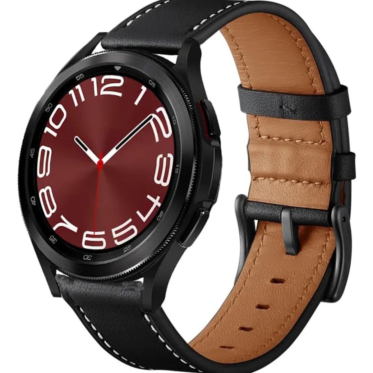 GENERICO - CORREA DE CUERO PARA SAMSUNG WATCH 4 - 5 - 6 - 7 NEGRO