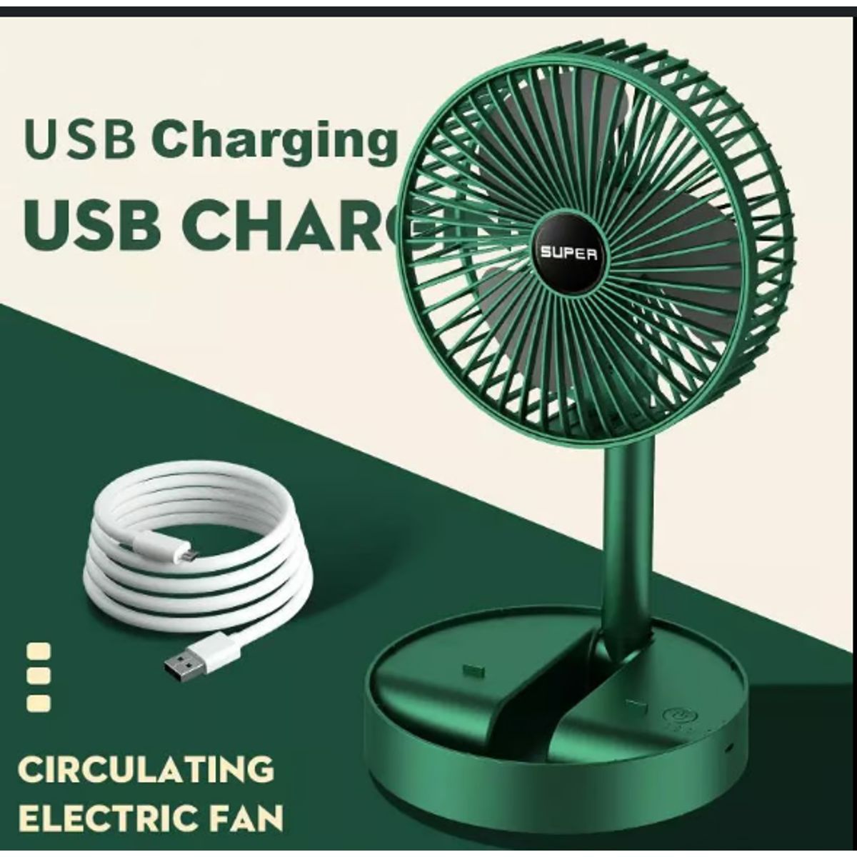 GENERICO - Ventilador Portátil Plegable 3 Velocidades Recargable KS-2102