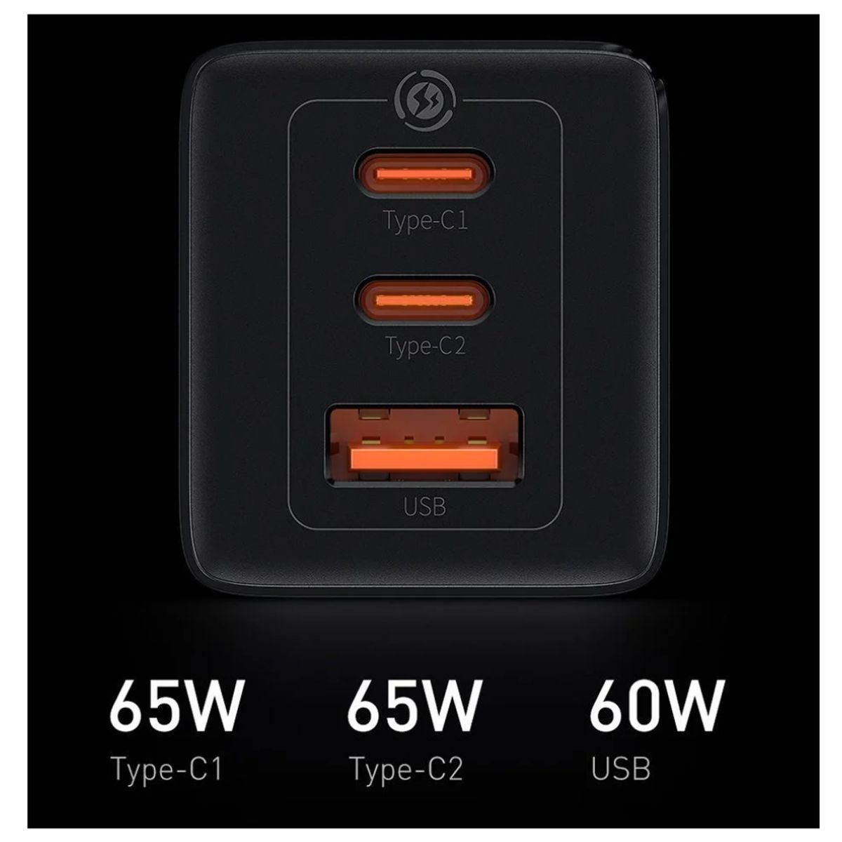 BASEUS - Cargador Rápido Baseus GaN5 Pro 65W con 2 puertos Tipo-C USB - Negro