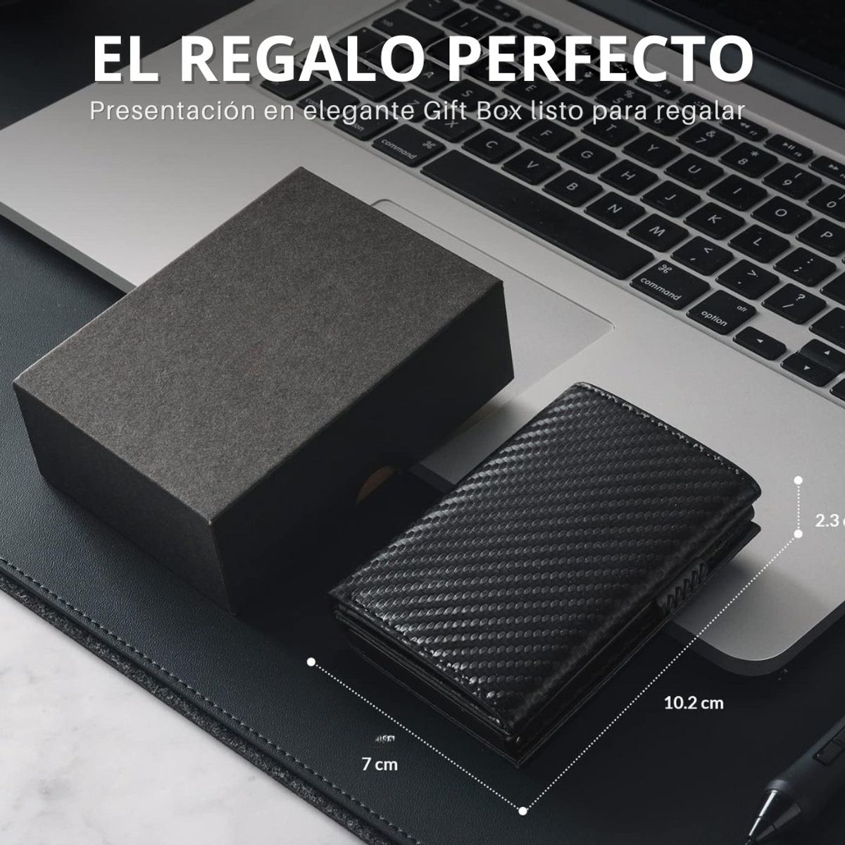KASHITA - Billetera de Hombre Tarjetero RFID Monedero Fibra de Carbono