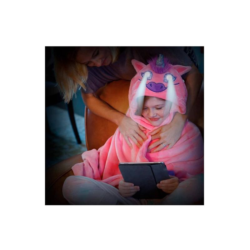 GENERICO - Manta Abrigo con Capucha con Luces LED Unicornio Rosado MD