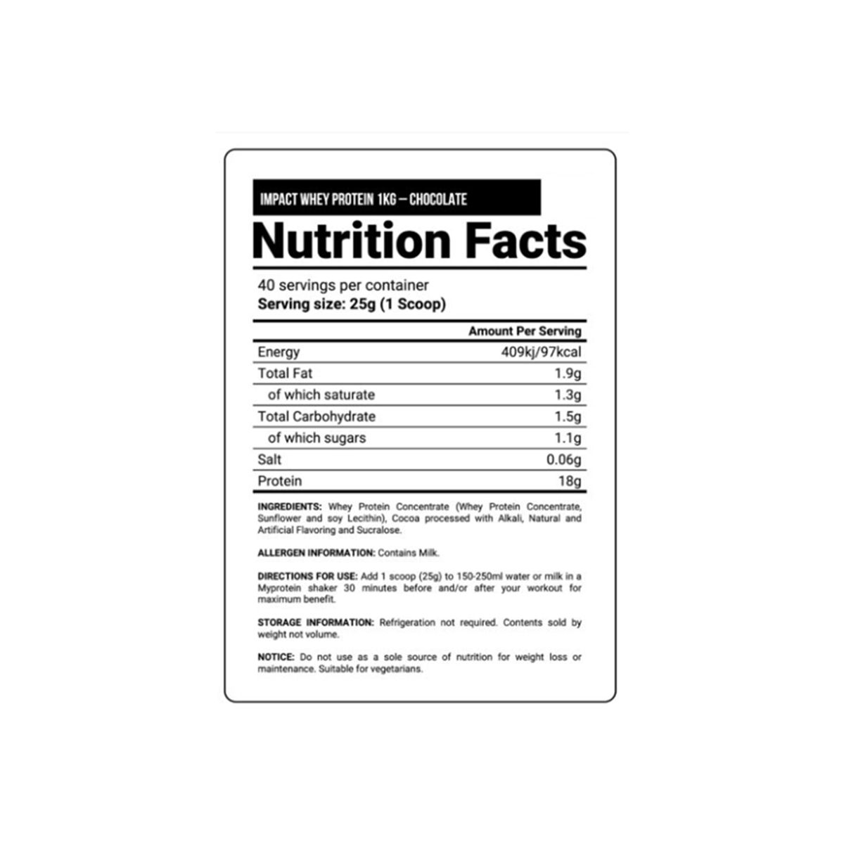 MYPROTEIN - Proteína Impact Whey Protein 1 Kg Chocolate +Shaker - Tienda Física