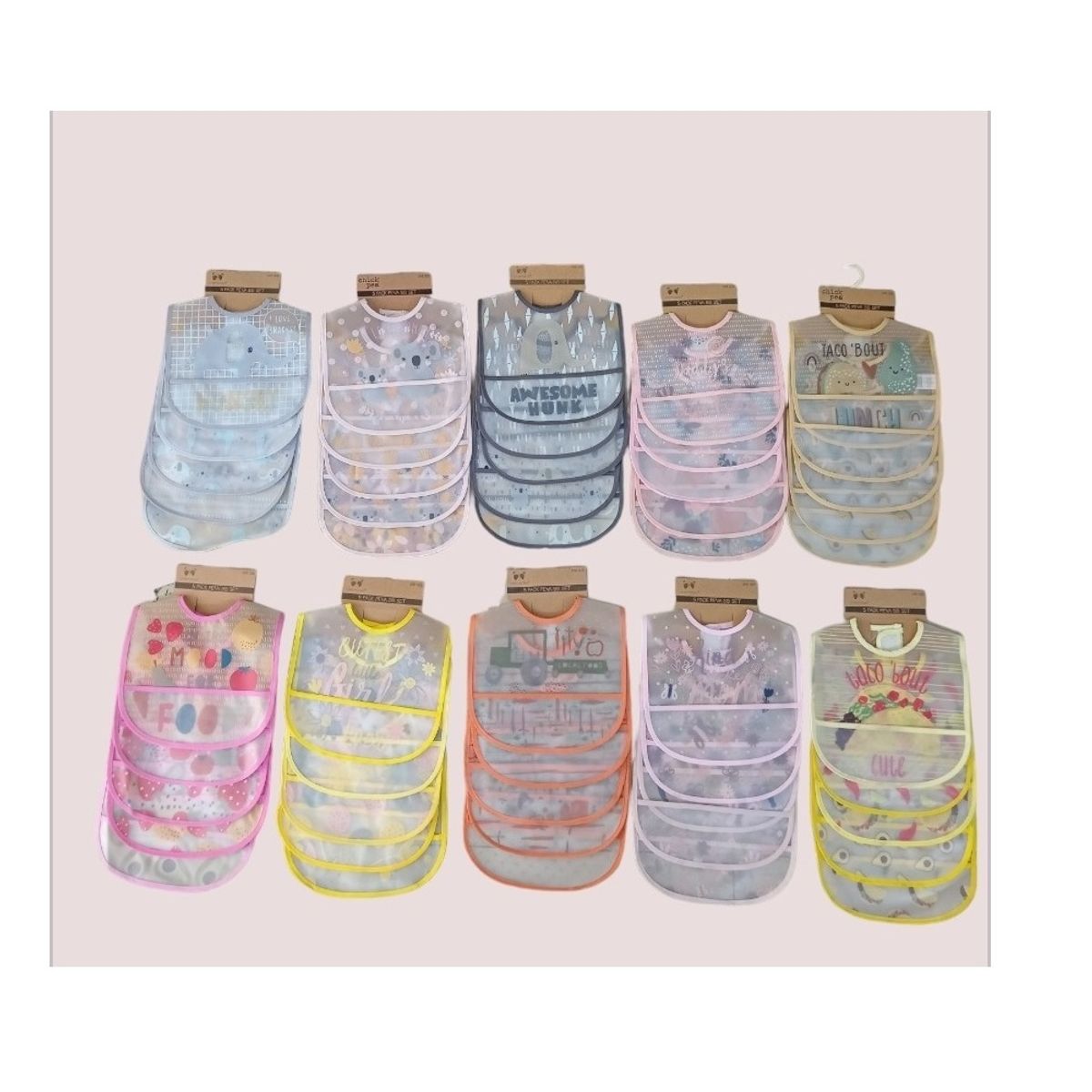 OTTOWARE - Set de 5 Baberos Plastificados para Niña