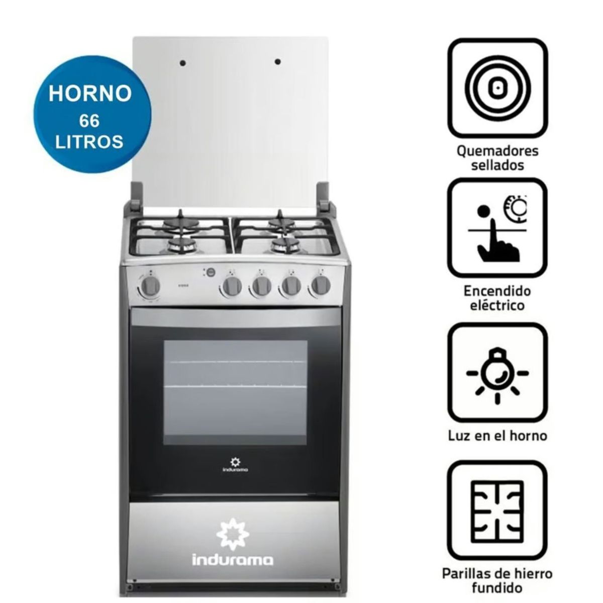 INDURAMA - Cocina Indurama a Gas Viena QZ 4 Hornillas Croma 2023