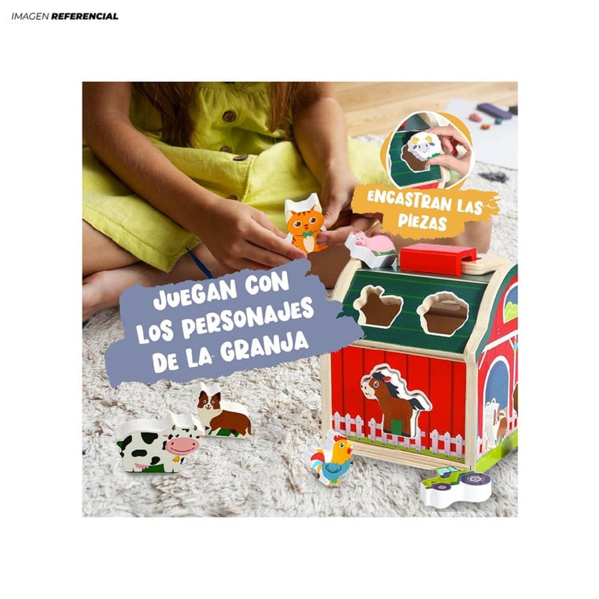 GENERICO - Casita Didáctica Granja Encaje De Madera