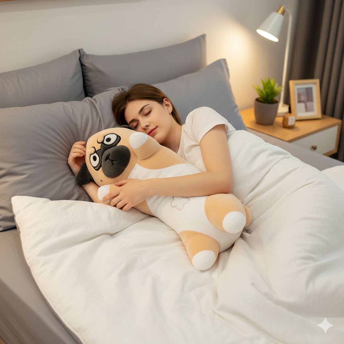 GENERICO - Peluche Alargado para Dormir como Almohada Bulldog