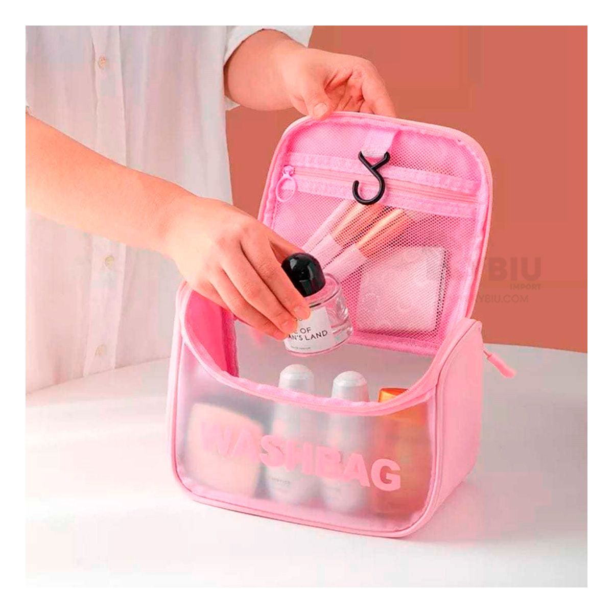 GENERICO - Neceser Organizador de Maquillaje de Color Rosado