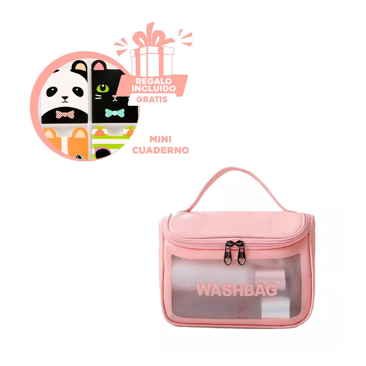 GENERICO - Neceser Espacioso de Maquillaje en Rosado Y+Papel de Regalo