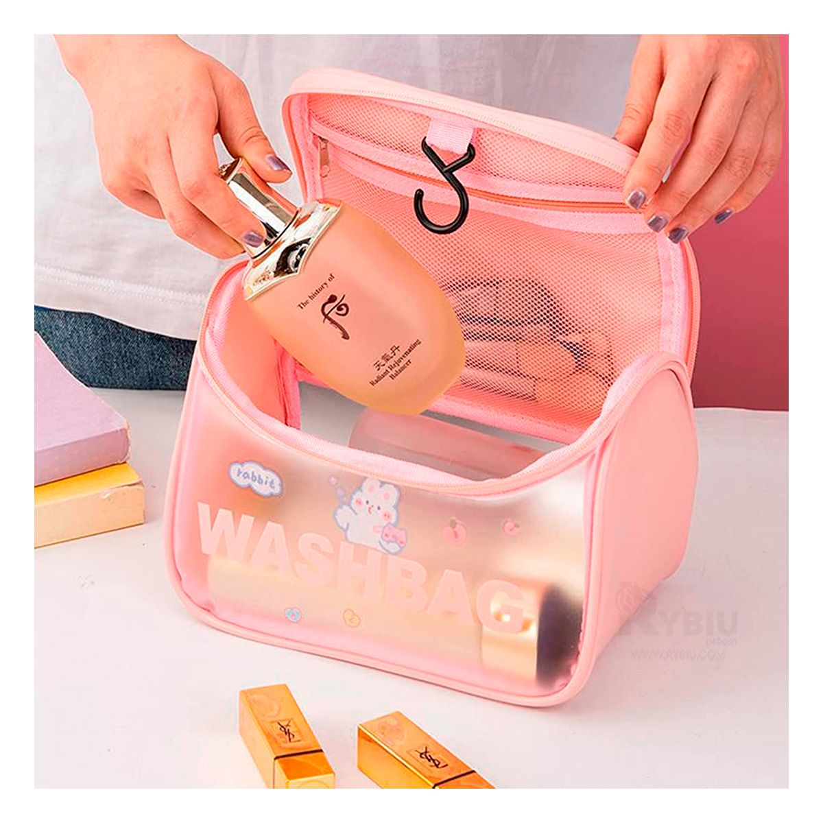 GENERICO - Neceser Bonito de Maquillaje Color Rosado Y+Regalo Agendita