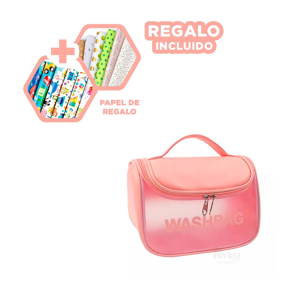 GENERICO - Neceser Bonito de Maquillaje Color Rosado Y+Regalo Agendita