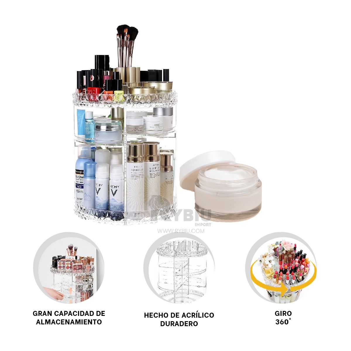 RYBIU IMPORT - Estante de Maquillaje de 360° Y+MiniAgenda