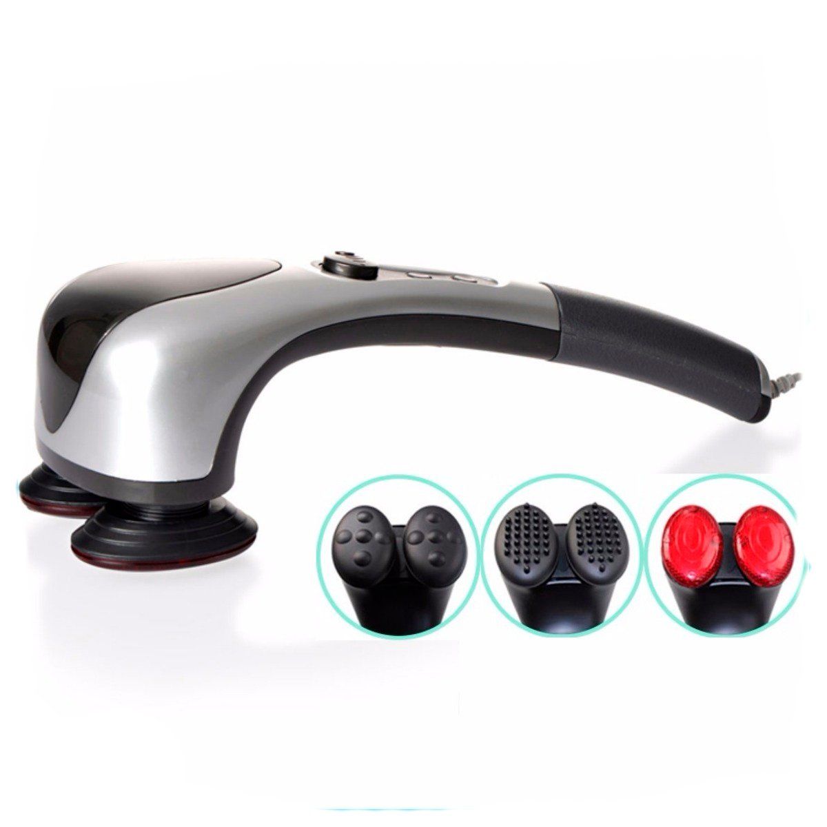 RISUTIMPORT - Masajeador Profesional Potente 2 Cabezales Infrarrojo + Accesorios