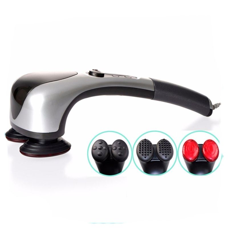 RISUTIMPORT - Masajeador Profesional Potente 2 Cabezales Infrarrojo + Accesorios