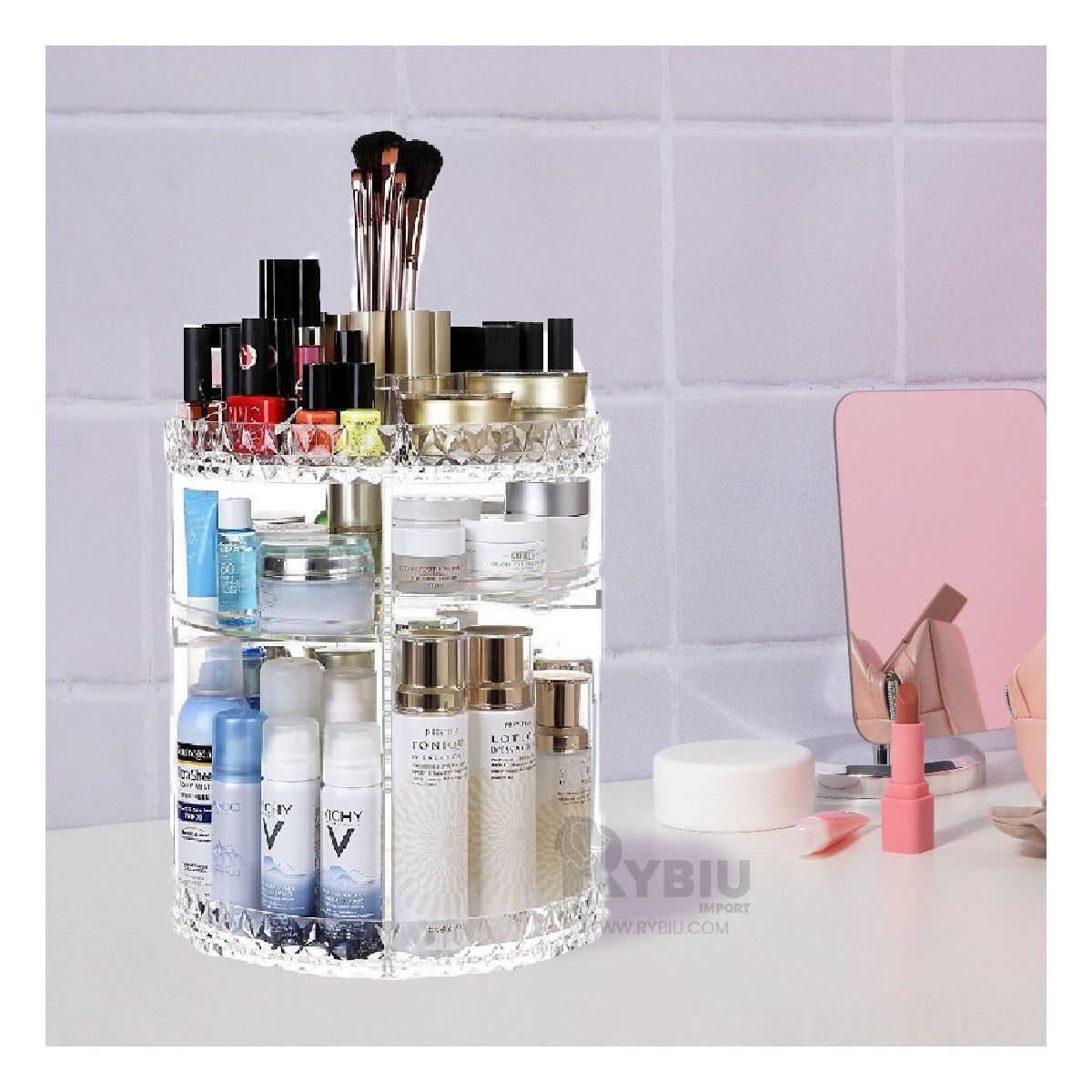 GENERICO - Estante para Cosmeticos Grande 360° Y+Gift Stickers