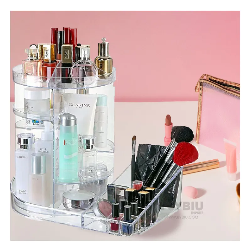 GENERICO - Organizador de Maquillaje con Base Cuadrada 360°