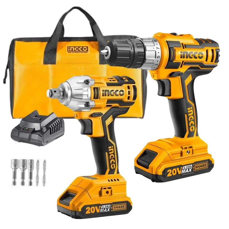INGCO TOOLS - Combo Atornillador de impacto +Taladro  inalambrico 20v Ingco