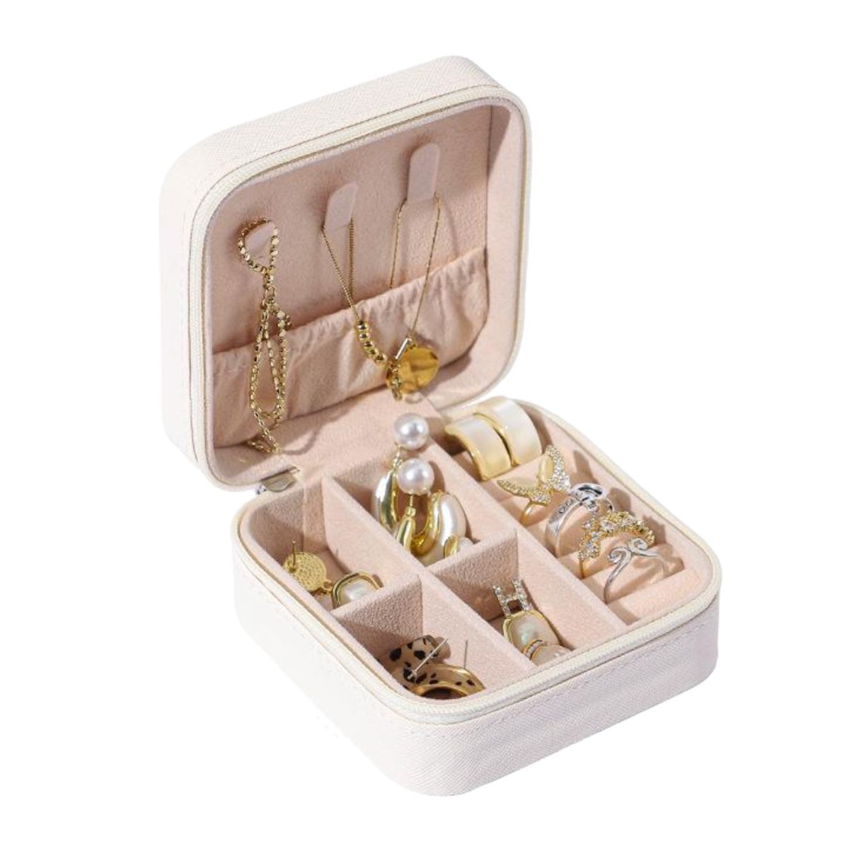 GENERICO - Mini Joyero Porta joyas Con Cierre portátil de 10x10x5cm