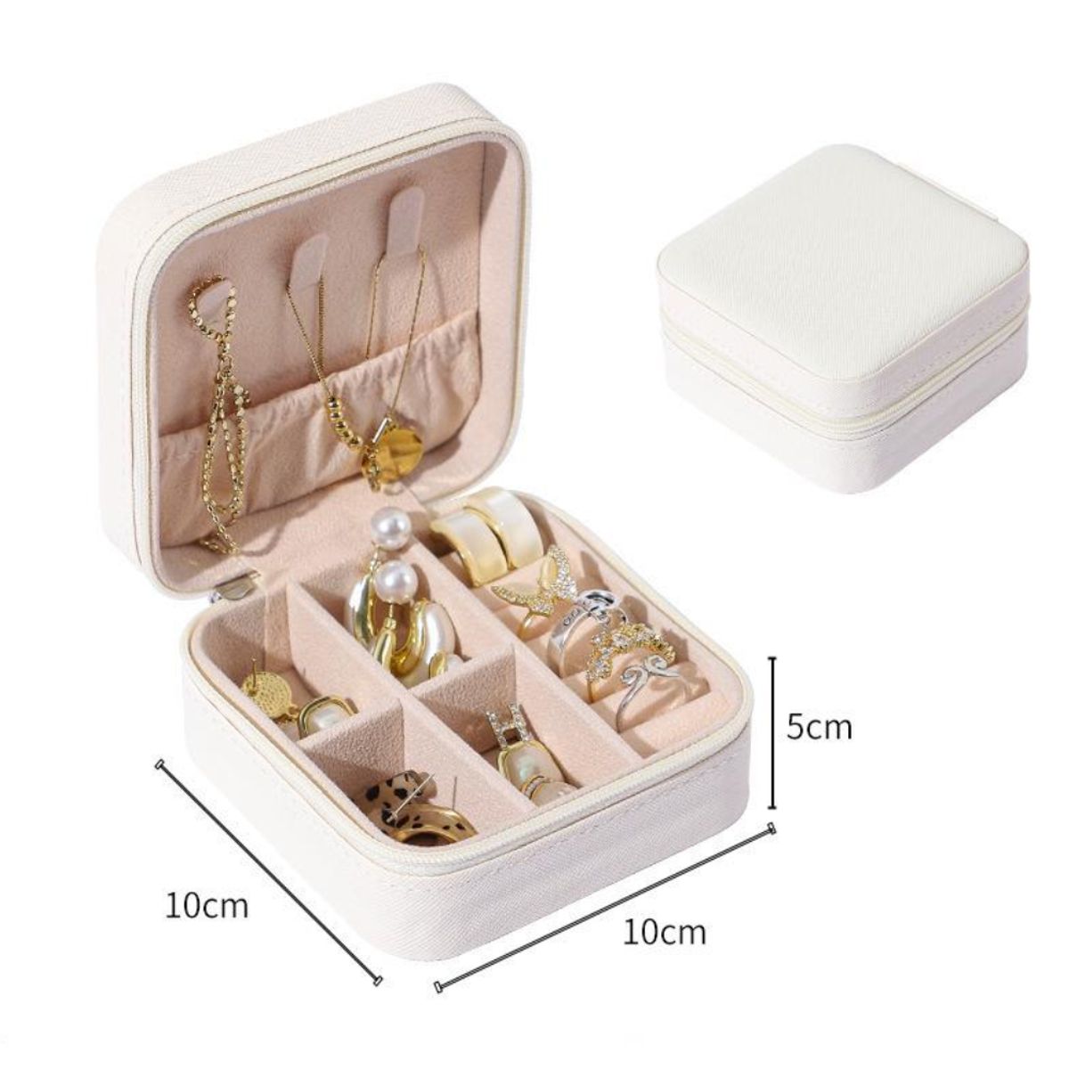 GENERICO - Mini Joyero Porta joyas Con Cierre portátil de 10x10x5cm