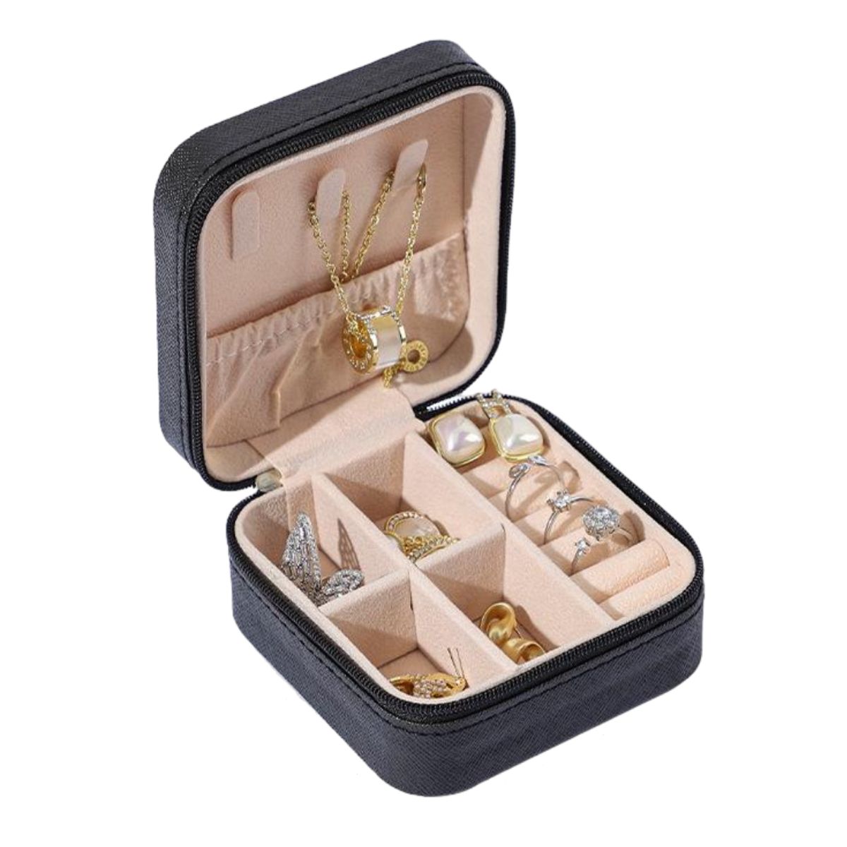 GENERICO - Mini Joyero Porta joyas Con Cierre portátil de 10x10x5cm