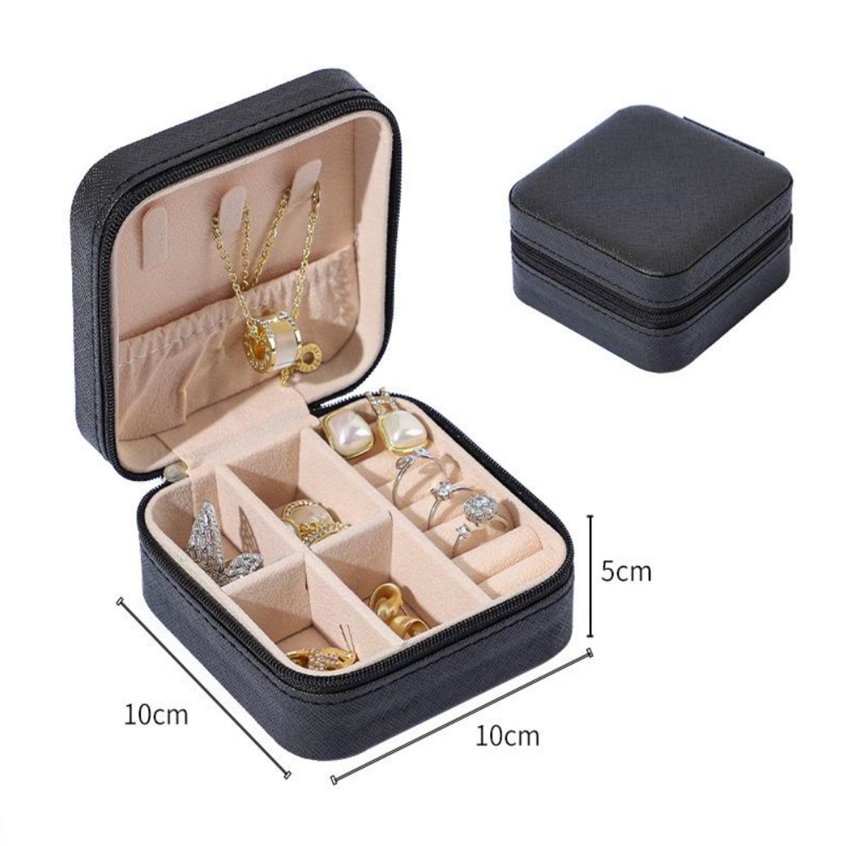 GENERICO - Mini Joyero Porta joyas Con Cierre portátil de 10x10x5cm
