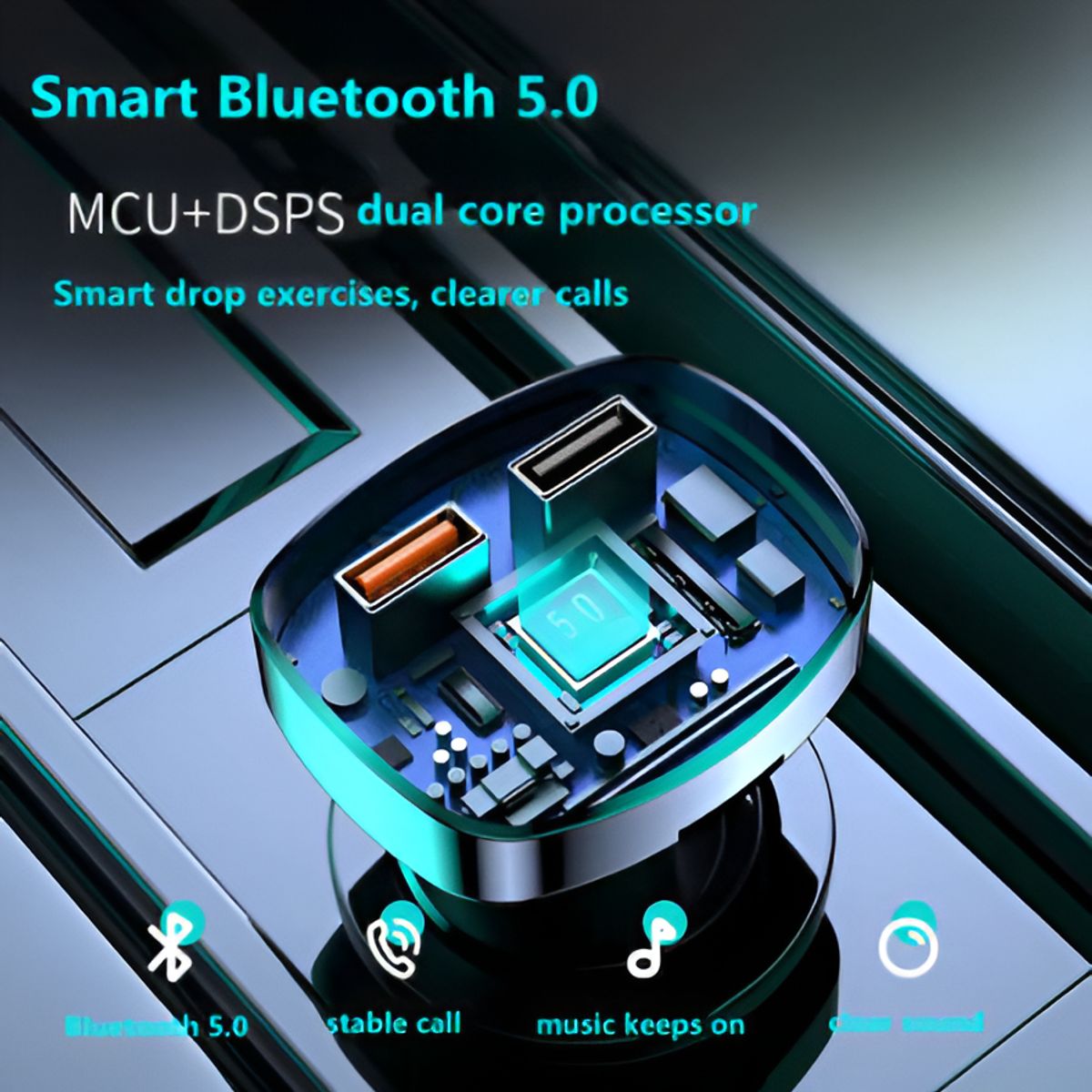 GENERICO - Cargador De Celular Para Auto Con Bluetooth - Carga Rápida