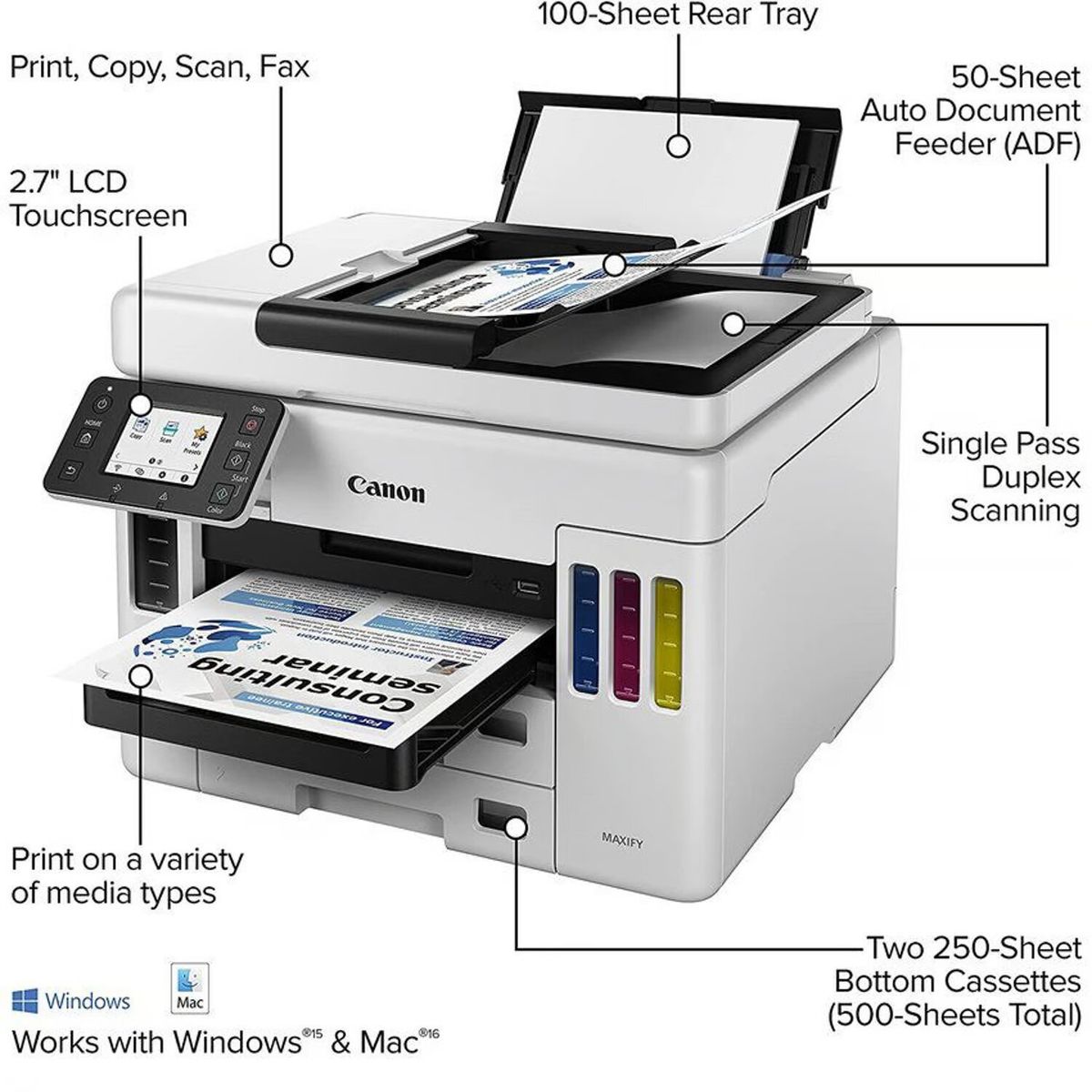 CANON - Impresora Canon Maxify GX7010 Multifuncional FAX WIFI LAN USB
