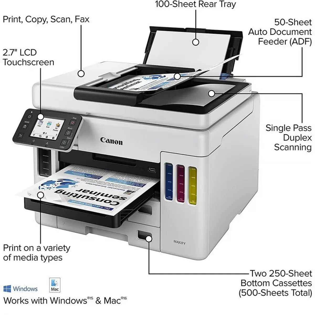CANON - Impresora Canon Maxify GX7010 Multifuncional FAX WIFI LAN USB