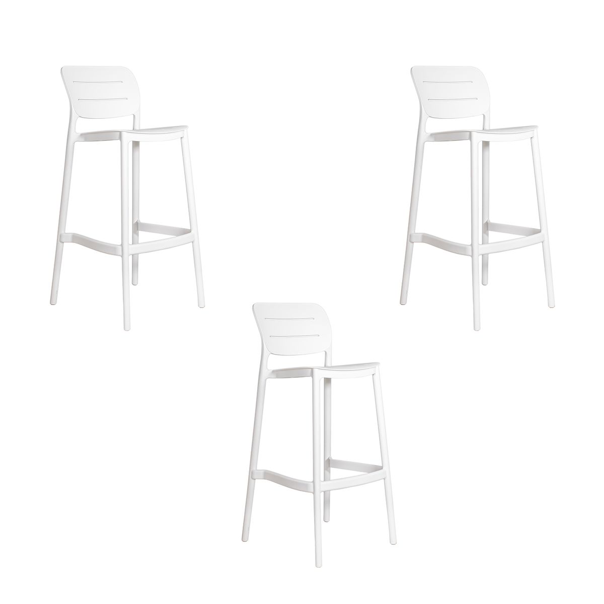 NIHM - Set x3 Silla Bar Gasco Blanco 75 cm