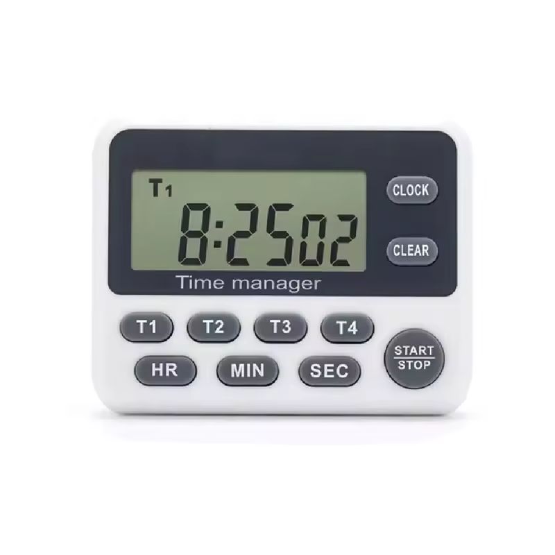 OEM - Temporizador Cronómetro de 04 Canales con Reloj Cocina Laboratorio
