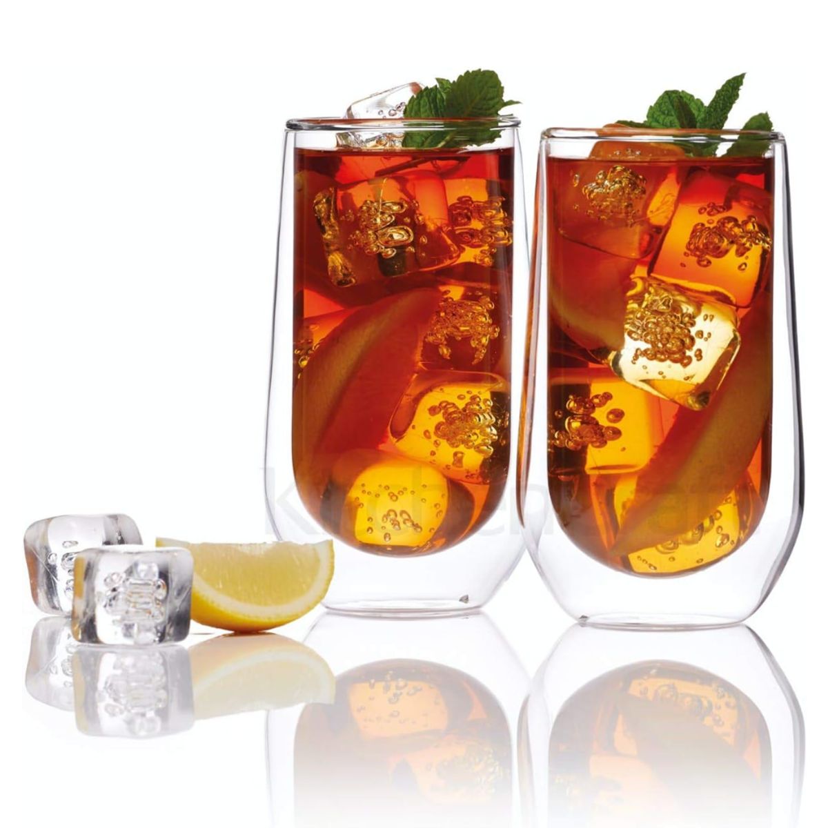 INSPIRA - Set de 2 Vasos Alto Doble Pared de Vidrio 350 ml