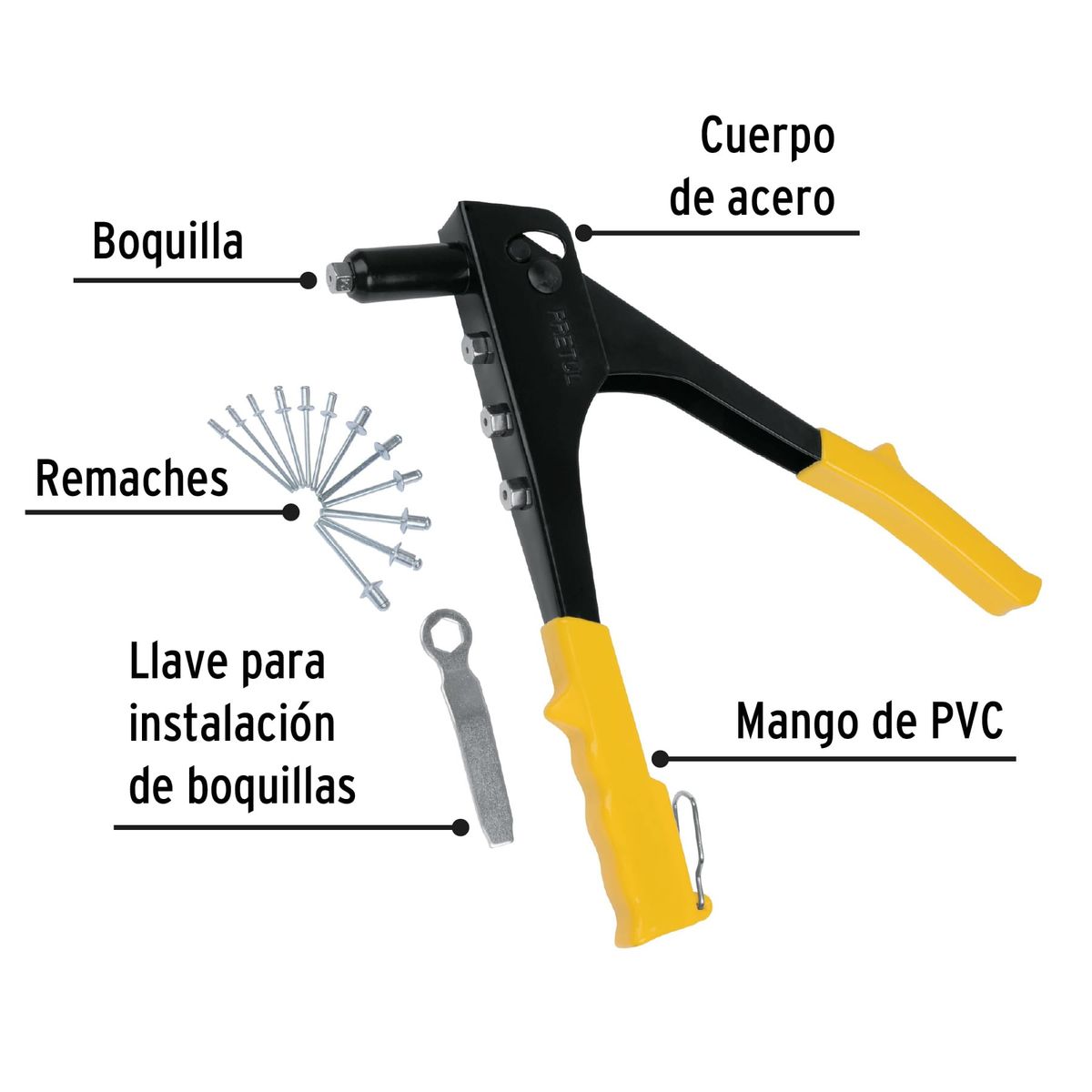 PRETUL - Remachadora profesional 10" con 60 remaches Pretul