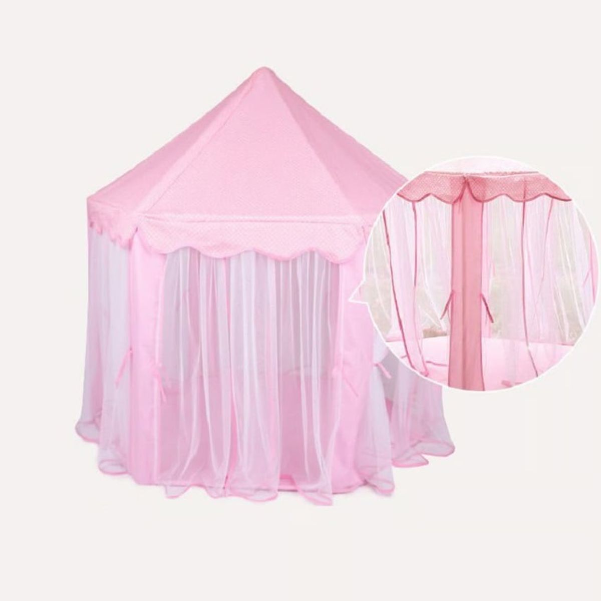 GENERICO - Carpa castillo armable modelo princesa tul - rosado