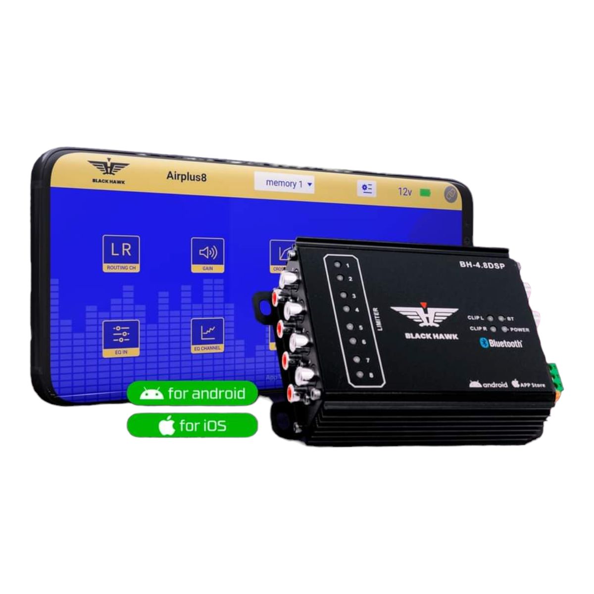 BLACK HAWK - Crossover o Procesador de Audio Digital DSP 8 Bandas Black Hawk