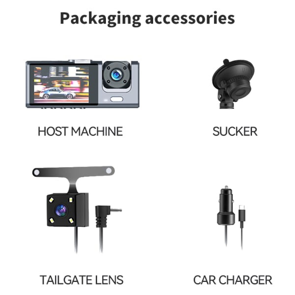 XO - Grabador HD de Auto XO-XJ03 con Cámara Dual Delantera y Trasera 1080P