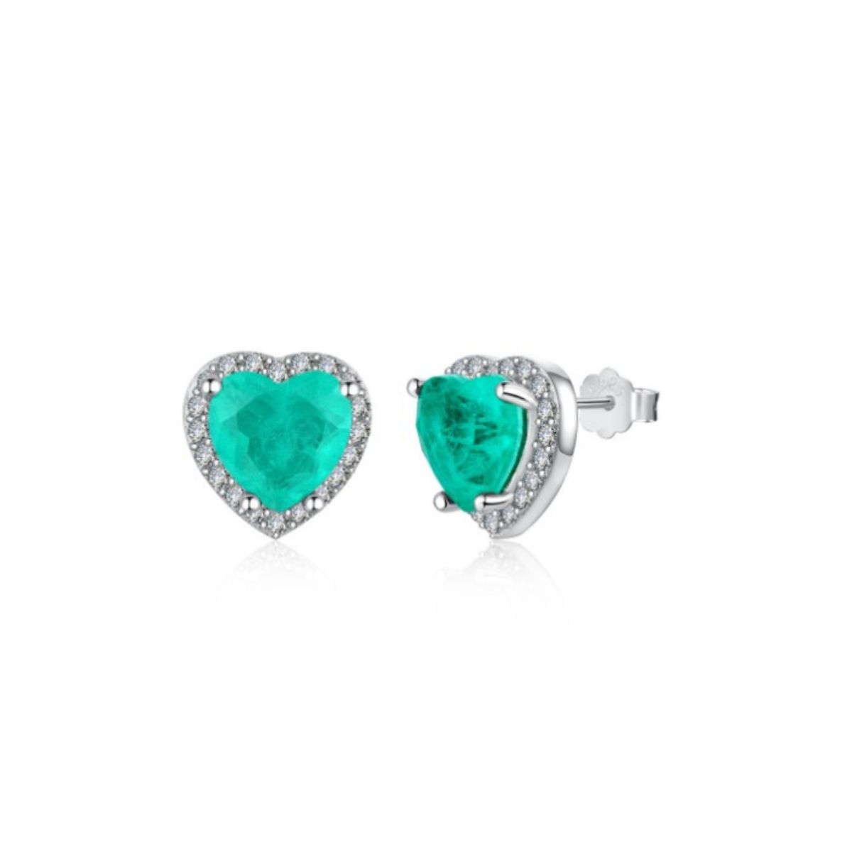 CLEO JOYAS & ACCESORIOS - Arete Corazón Paraiba Turqueza Plata