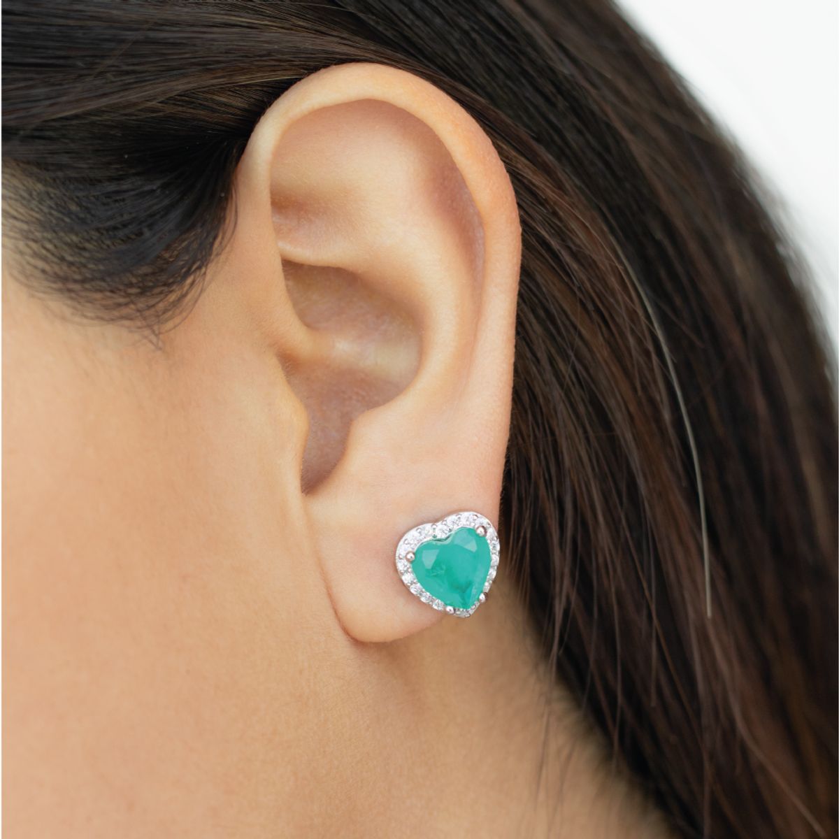 CLEO JOYAS & ACCESORIOS - Arete Corazón Paraiba Turqueza Plata