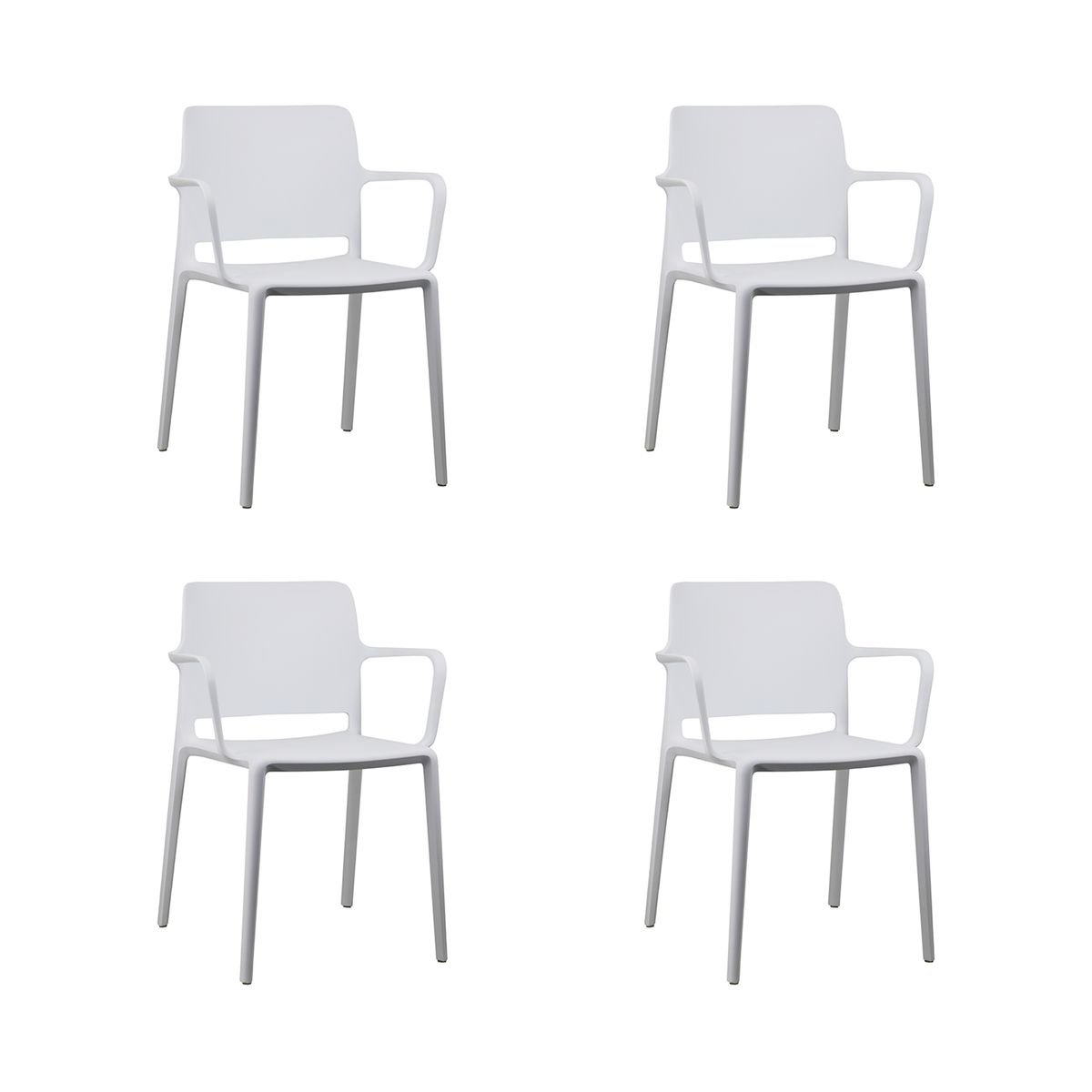 NIHM - Set x4 Silla de Comedor Maviiz de Polipropileno Blanco
