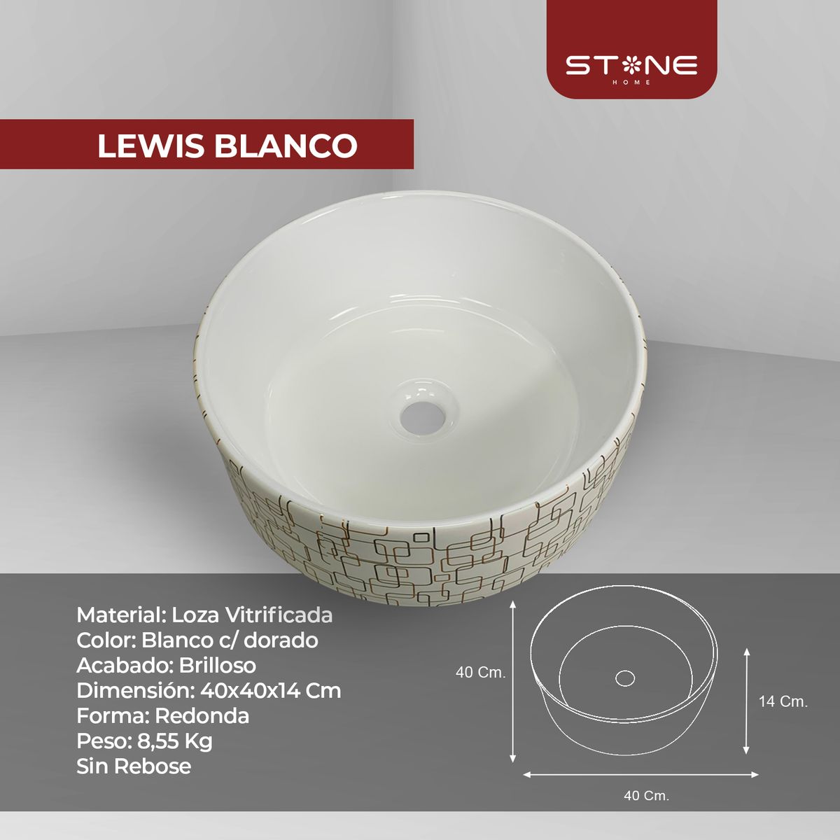 STONE - COMBO BOWL REDONDO LEWIS + LIA ST-01  + TRAMPA P STONE