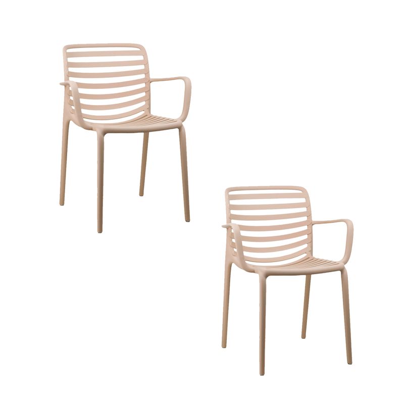 NIHM - Set x2 Silla de Comedor Tootie de Polipropileno Beige