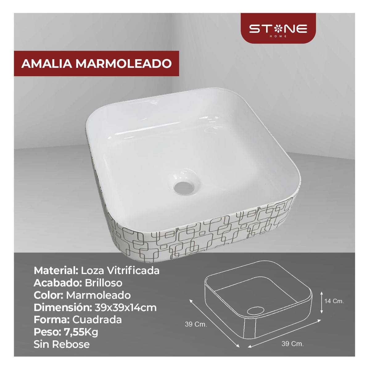STONE - COMBO BOWL  AMALIA MARMOLEADO  +  CELINE ST-01 + DESAGUE  STONE