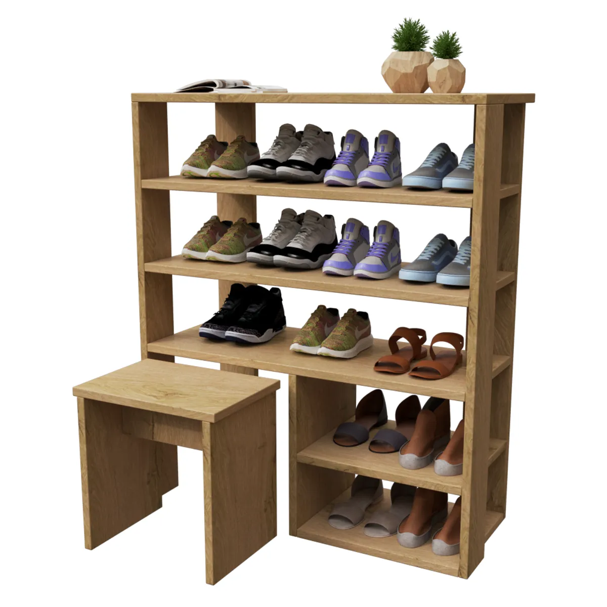 MUEBLES MACRUMO - Zapatera estante con banco incluido - color Tribeca