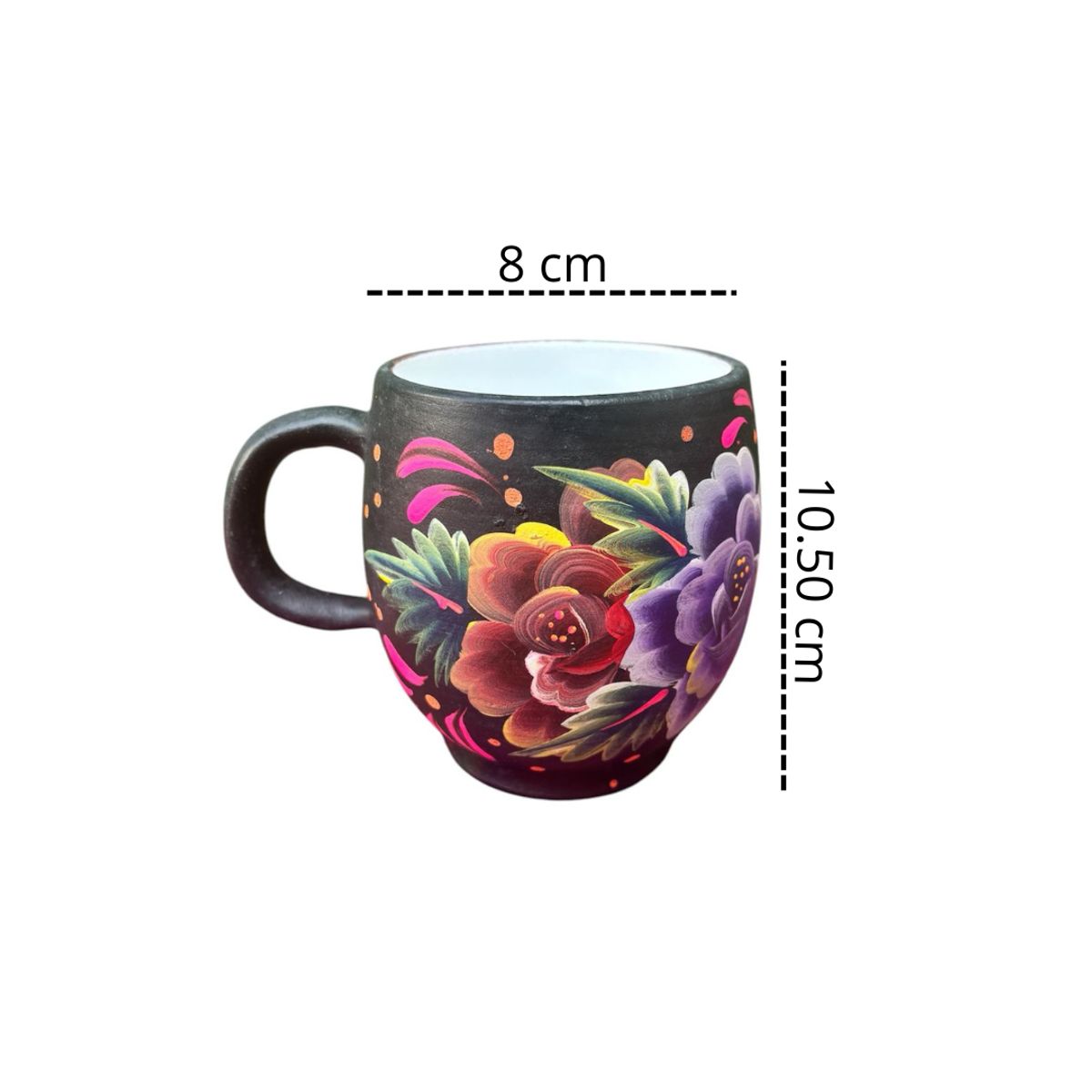 ACHALLAY ARTESANIA DE BARRO - Taza Floral Cerámica 450 ml