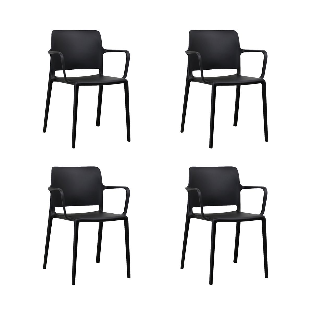 NIHM - Set x4 Silla de Comedor Maviiz de Polipropileno Negro