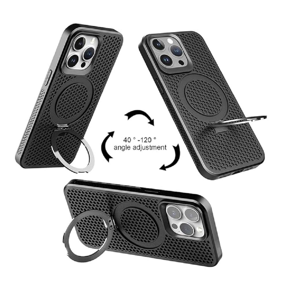 GENERICO - CASE MOKET CON SOPORTE Y MAGSAFE PARA IPHONE 15 NEGRO