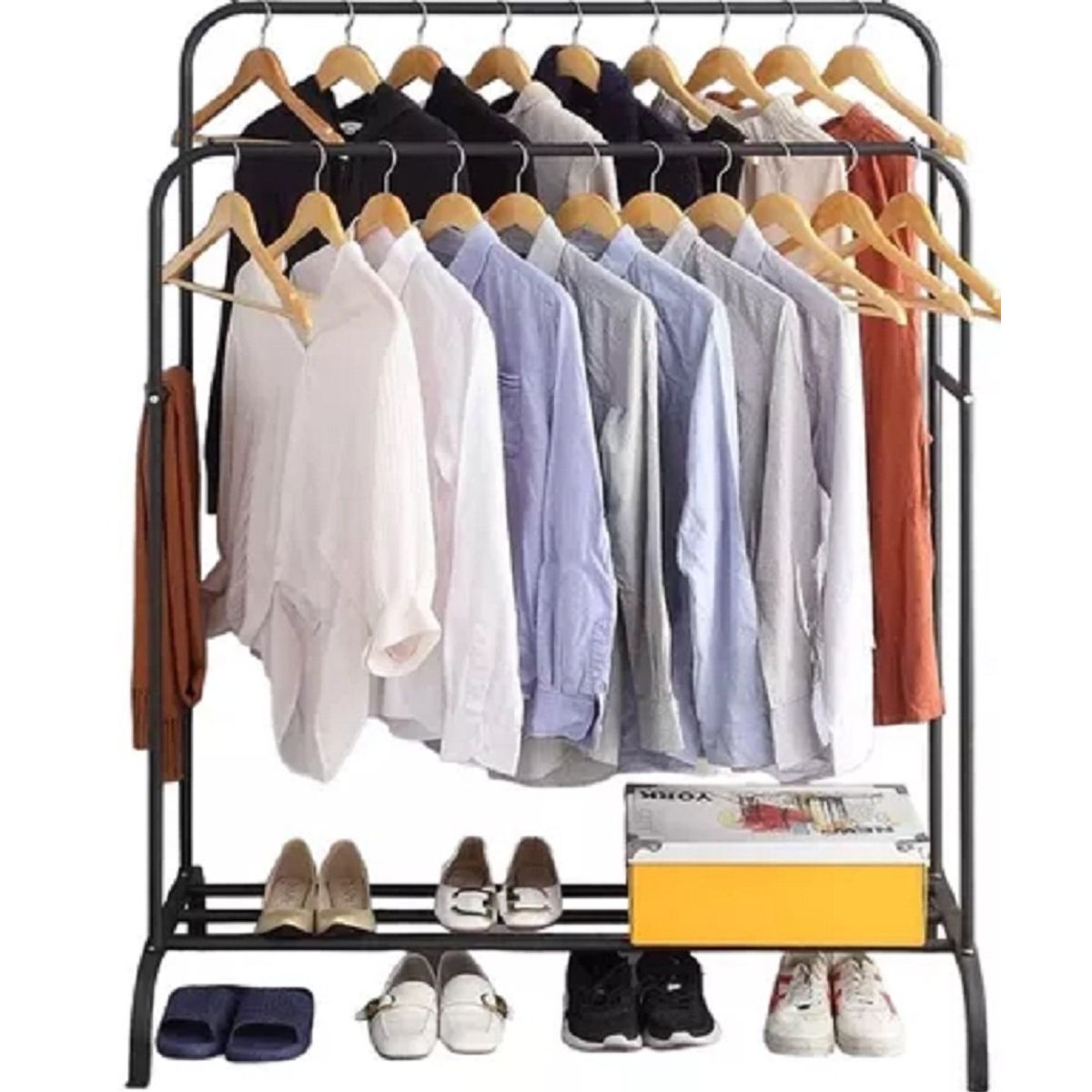 GENERICO - Estante Organizador Ropa Perchero Con Ruedas PB Negro