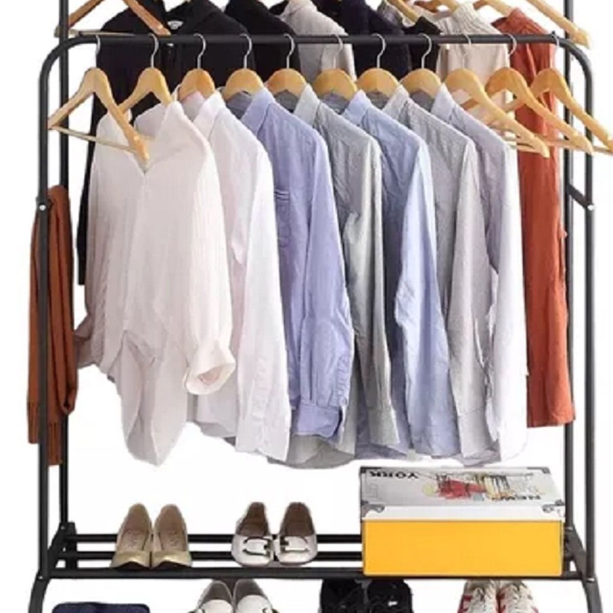 GENERICO - Estante Organizador Ropa Perchero Con Ruedas PB Negro