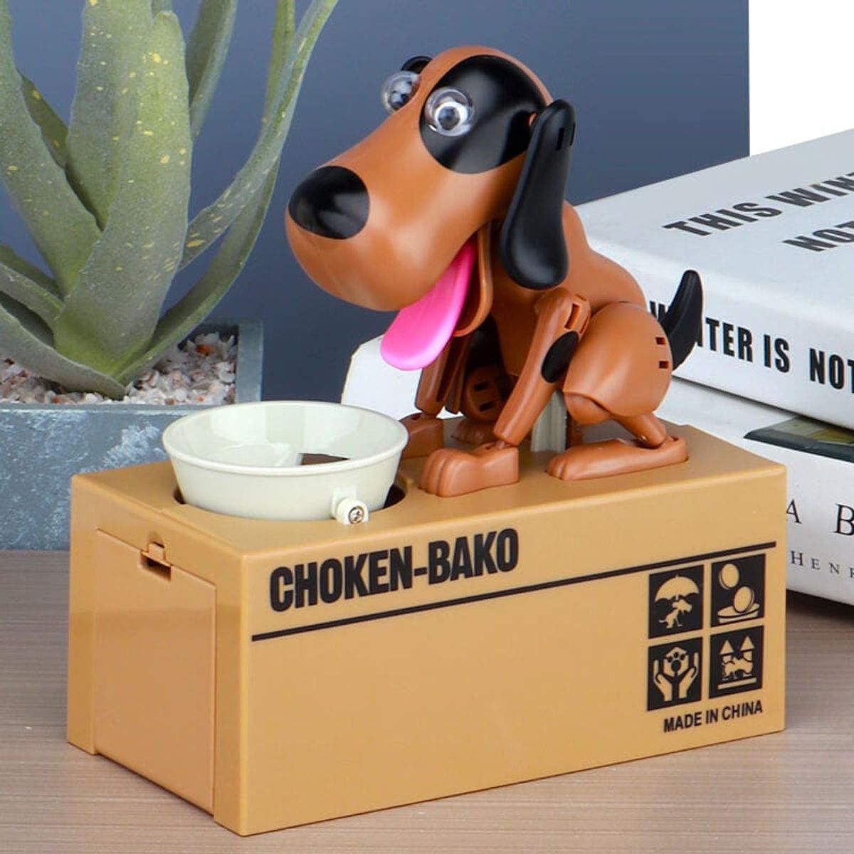 GENERICO - Alcancía de Perrito Negro con Marrón