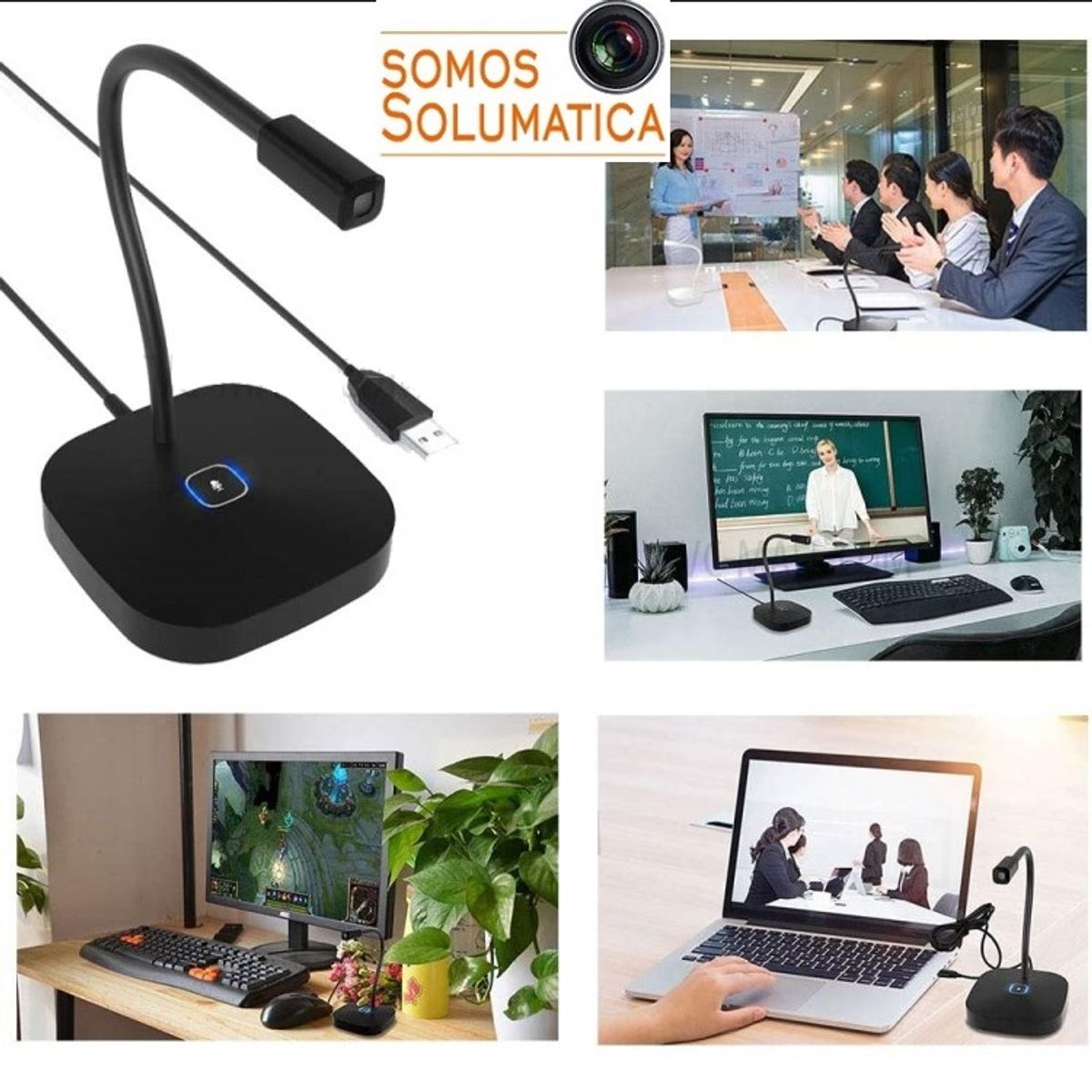 SEISA - Micrófono USB - Yanmai Con Boton Mute - Flexible de Escritorio