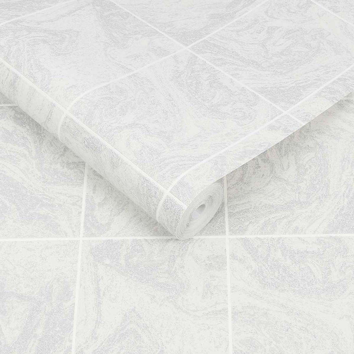 MULTITOP - Papel Tapiz Oasis Glitter Marble Tile 052X10 Mts White