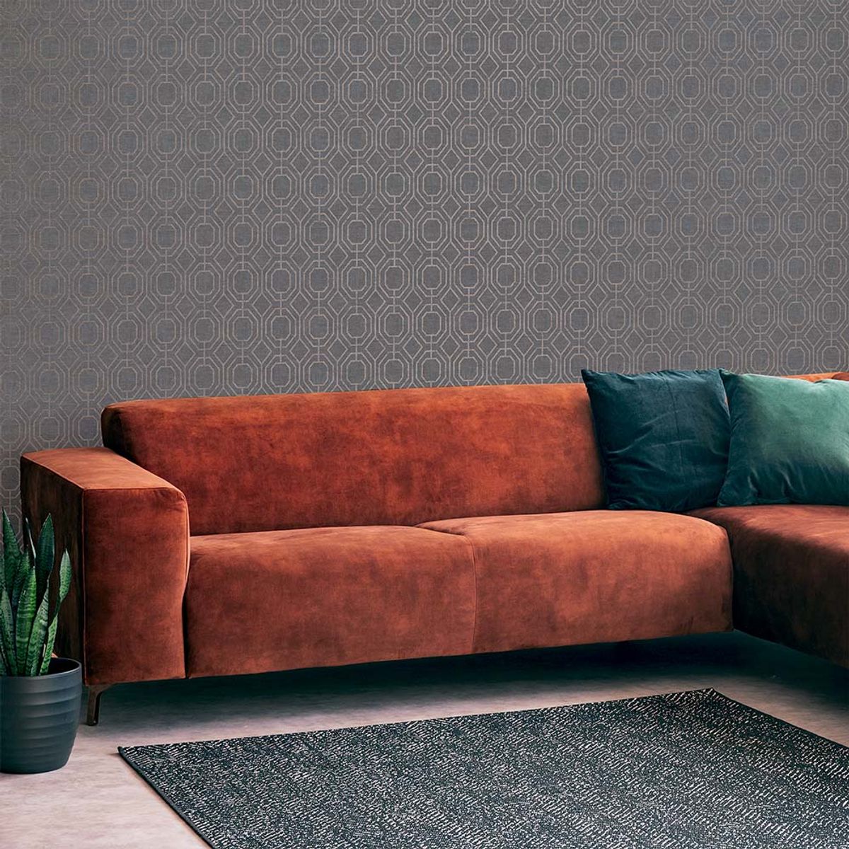 MULTITOP - Papel Tapiz Secret Garden Luxe Geo 052X10 Mts Charcoal